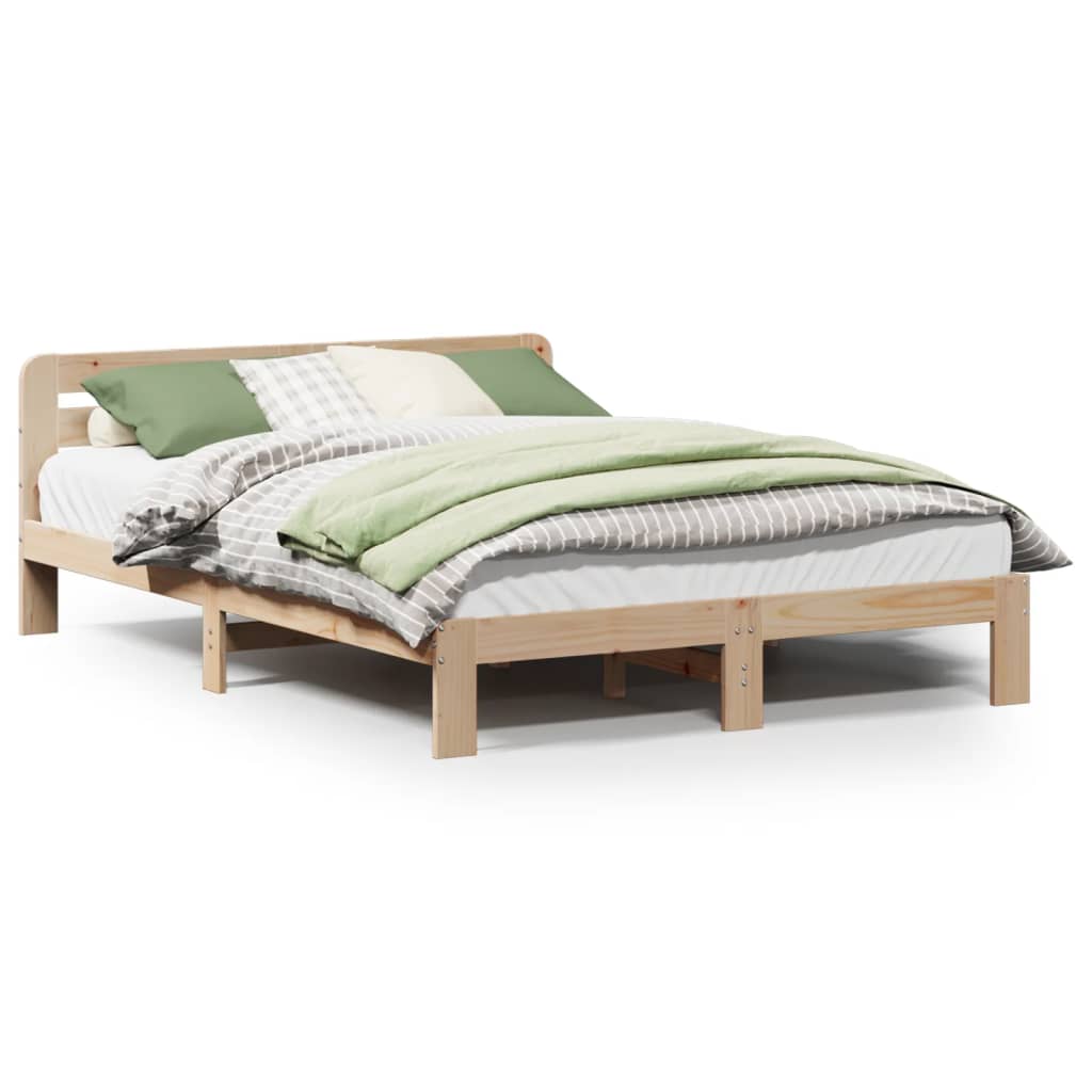 King Size Solid Pine Wood Bed Frame 150x200 cm - No Mattress
