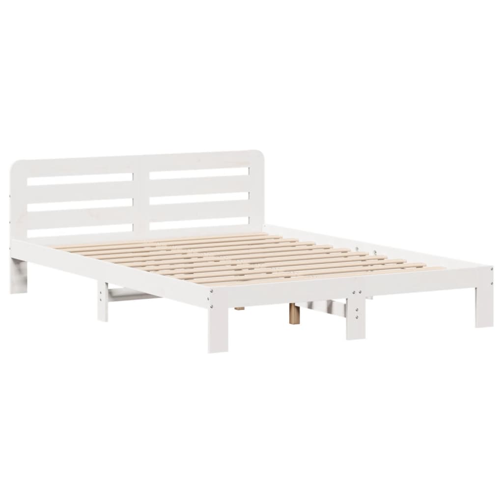 Solid Pine Wood Bed Frame 160x200 cm, White - No Mattress Included