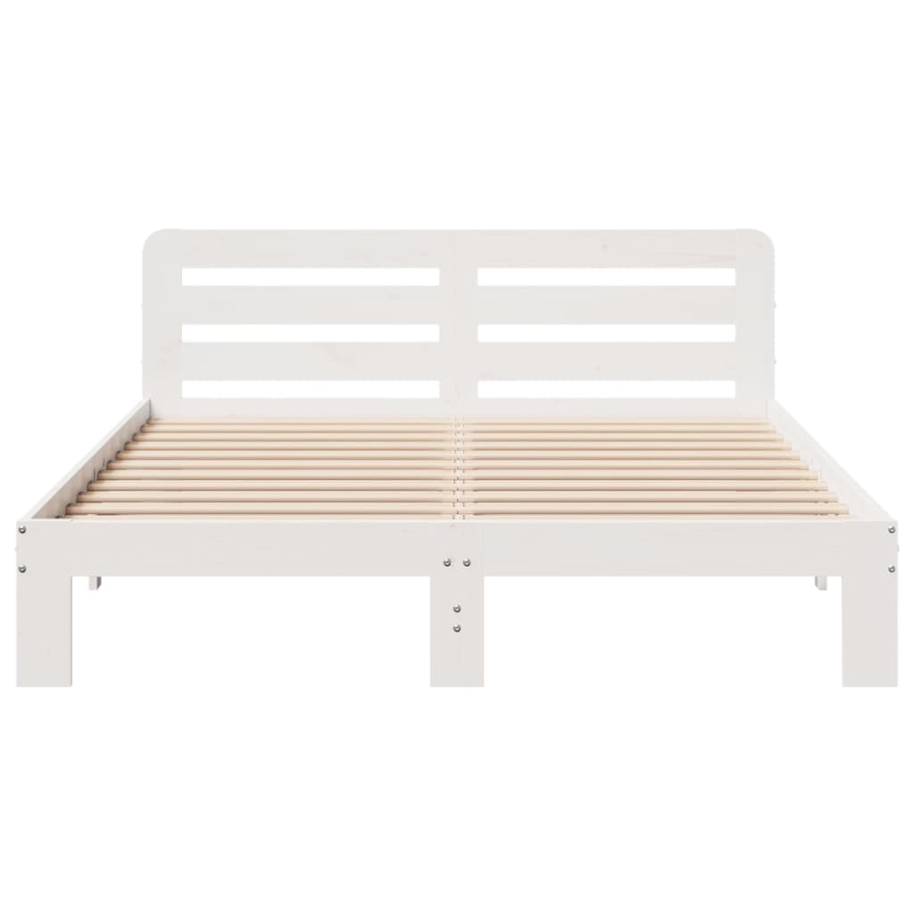 Solid Pine Wood Bed Frame 160x200 cm, White - No Mattress Included