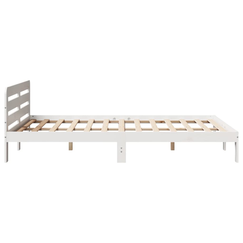Solid Pine Wood Bed Frame 160x200 cm, White - No Mattress Included