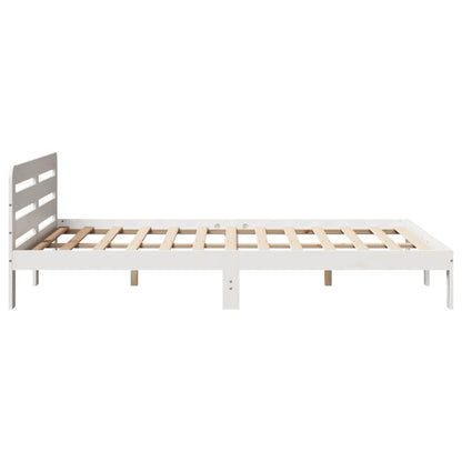 Solid Pine Wood Bed Frame 160x200 cm, White - No Mattress Included