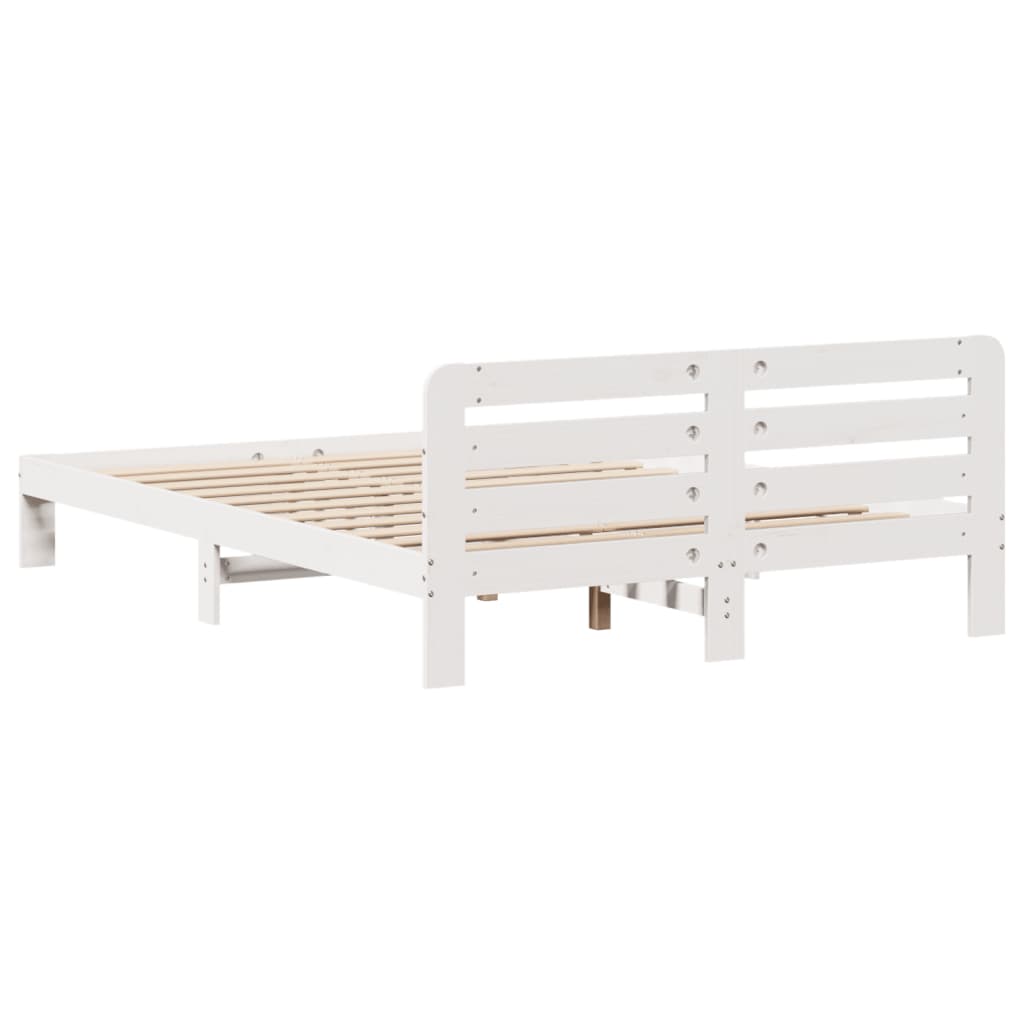 Solid Pine Wood Bed Frame 160x200 cm, White - No Mattress Included