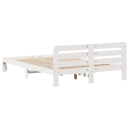 Solid Pine Wood Bed Frame 160x200 cm, White - No Mattress Included