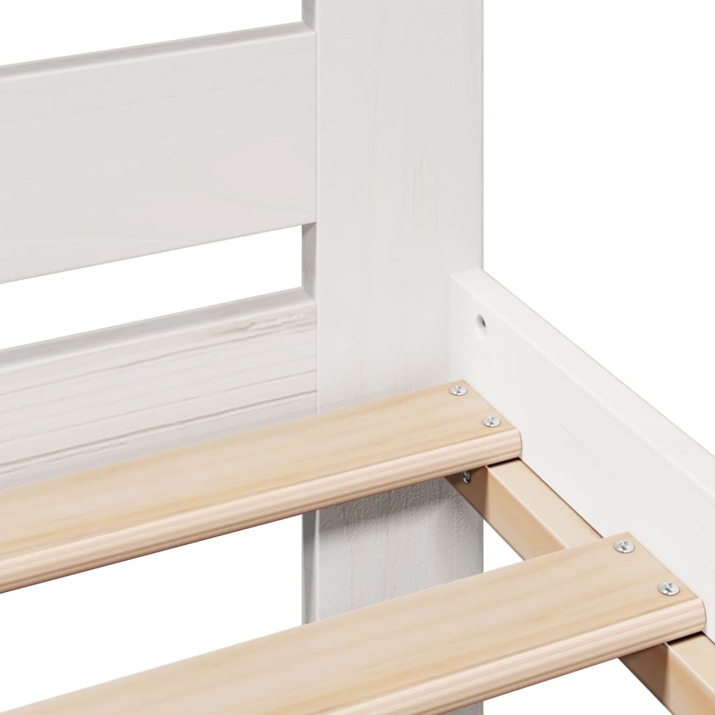 Solid Pine Wood Bed Frame 160x200 cm, White - No Mattress Included
