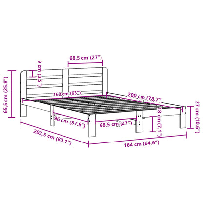 Solid Pine Wood Bed Frame 160x200 cm, White - No Mattress Included