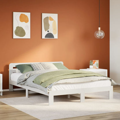 Solid Pine Wood Bed Frame 160x200 cm, White - No Mattress Included