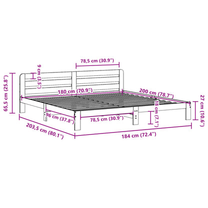 Bed Frame without Mattress 180x200 cm Super King Solid Wood Pine