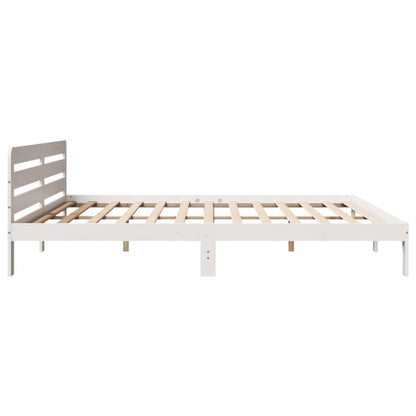 Solid Pine Wood Bed Frame 200x200 cm - White Finish