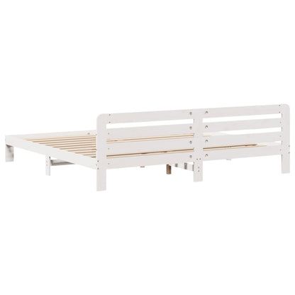 Solid Pine Wood Bed Frame 200x200 cm - White Finish