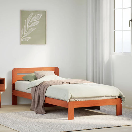 Wax Brown Pine Wood Bed Frame 75x190 cm - Small Single Size