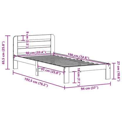 Bed Frame without Mattress 90x190 cm Single Solid Wood Pine