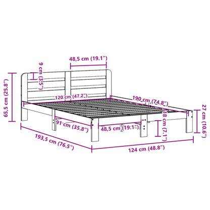 Bed Frame without Mattress Wax Brown 120x190 cm Small Double Solid Wood Pine