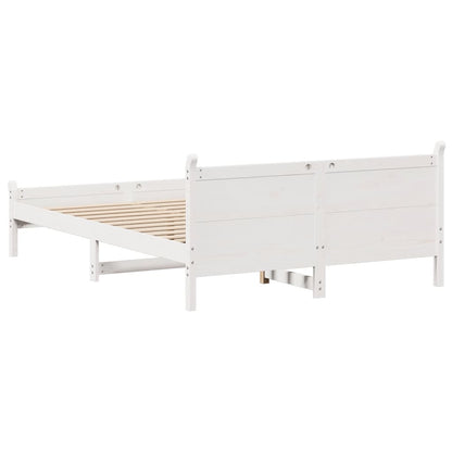 White Solid Pine Wood Bed Frame 120x200 cm - No Mattress Included