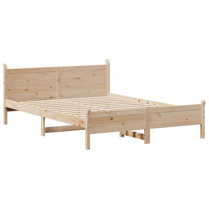 Solid Pine Wood Bed Frame 140x190 cm – Mattress Not Included