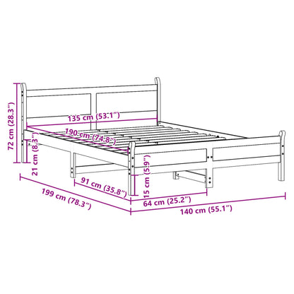Wax Brown Solid Pine Bed Frame 135x190 cm - Double Size