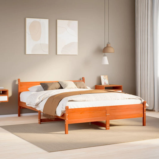 Wax Brown Solid Pine Bed Frame 135x190 cm - Double Size