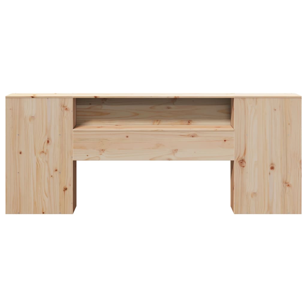 Solid Pine Headboard with Storage, 200cm - Natural Wood Finish