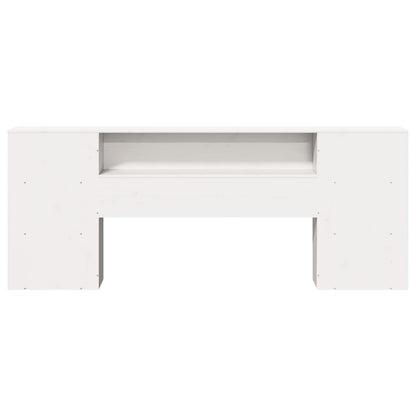 White Solid Pine Headboard with Storage, 200 cm
