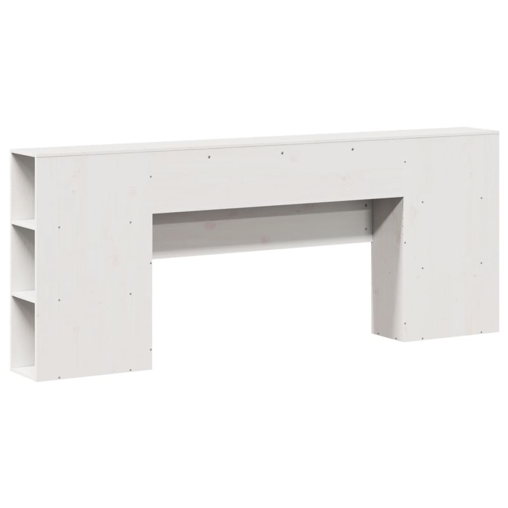 White Solid Pine Headboard with Storage, 200 cm