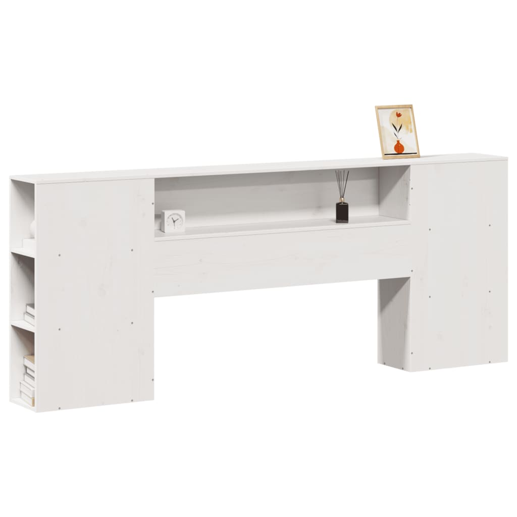 White Solid Pine Headboard with Storage 180cm