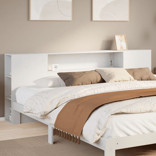 White Solid Pine Headboard with Storage 180cm
