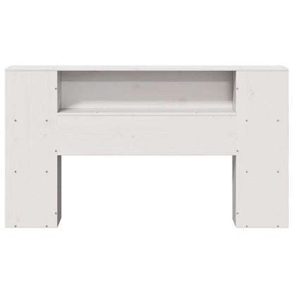 White Solid Wood Pine Headboard with Storage, 160 cm