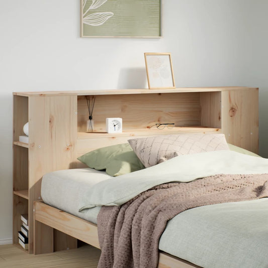 Solid Pine Wood Headboard with Storage, 150 cm, Natural Finish