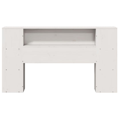 White Solid Pine Headboard with Storage - 140 cm