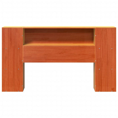 Solid Pine Wood Headboard with Storage, Wax Brown, 140cm