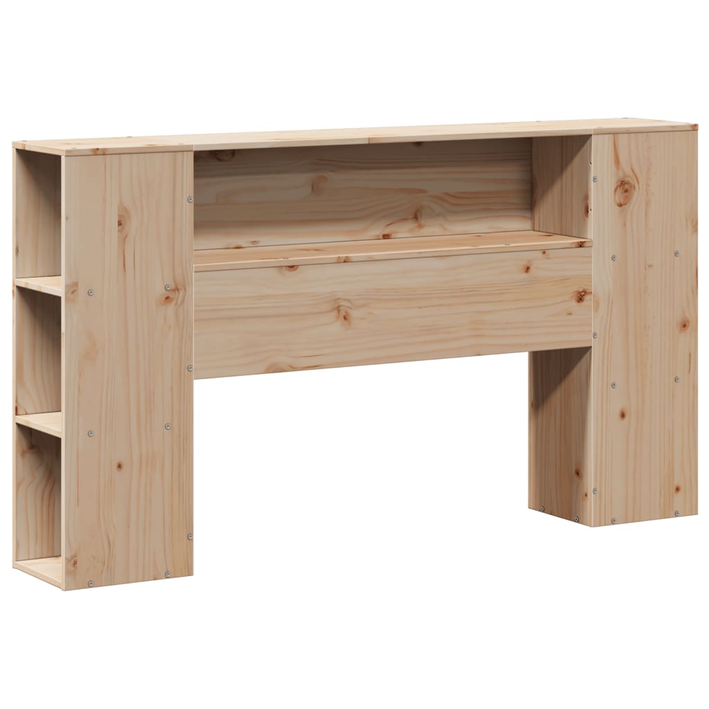 Solid Pine 120cm Headboard with Storage - Natural Wood Finish