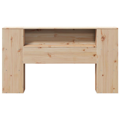 Solid Pine 120cm Headboard with Storage - Natural Wood Finish