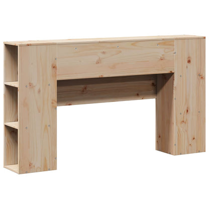 Solid Pine 120cm Headboard with Storage - Natural Wood Finish