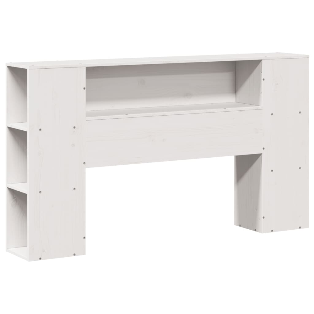 Solid Wood White Headboard with Storage, 120 cm - Pine Finish