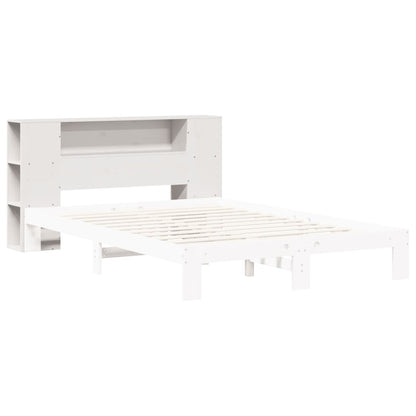 Solid Wood White Headboard with Storage, 120 cm - Pine Finish