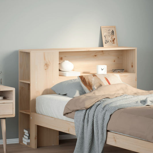 Solid Pine Headboard with Storage, 100 cm - Natural Wood Finish