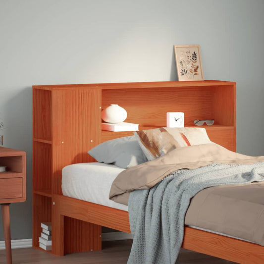Solid Pine Headboard with Storage, Wax Brown, 100cm