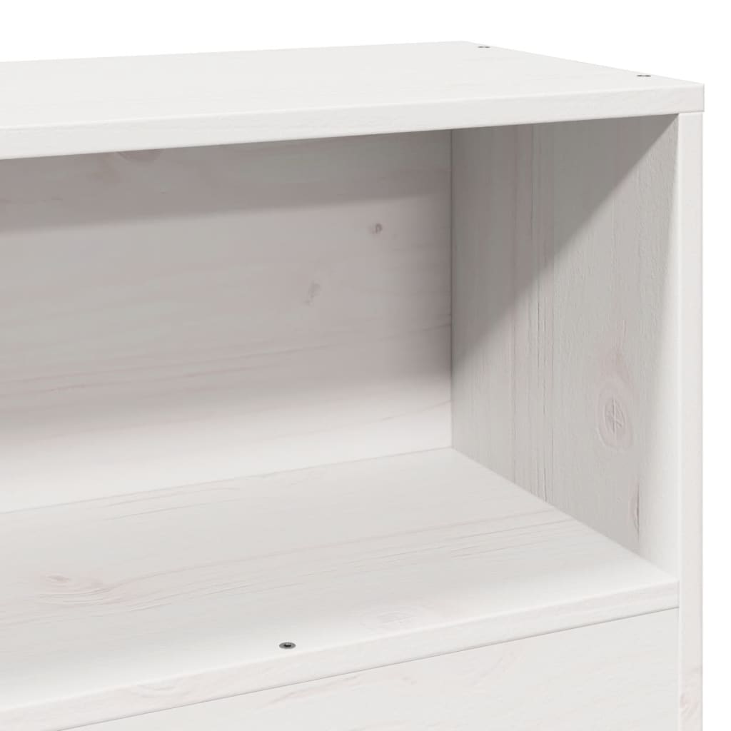 White Solid Pine Headboard with Storage, 75 cm