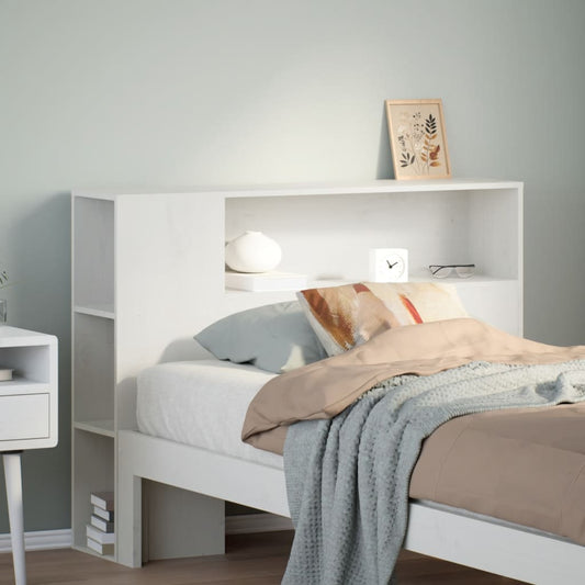 White Solid Pine Headboard with Storage, 75 cm