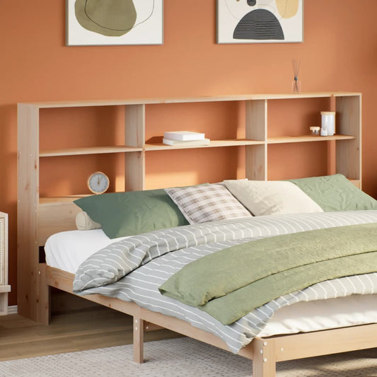 Solid Pine Wood Headboard with Storage, 200 cm - Space-Saving Design