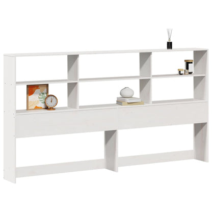 Solid Pine White Headboard with Storage, 200 cm Length