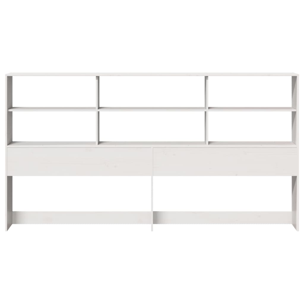 Solid Pine White Headboard with Storage, 200 cm Length