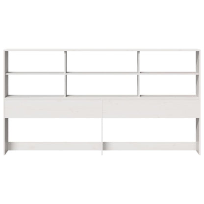 Solid Pine White Headboard with Storage, 200 cm Length