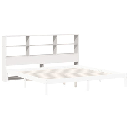 Solid Pine White Headboard with Storage, 200 cm Length