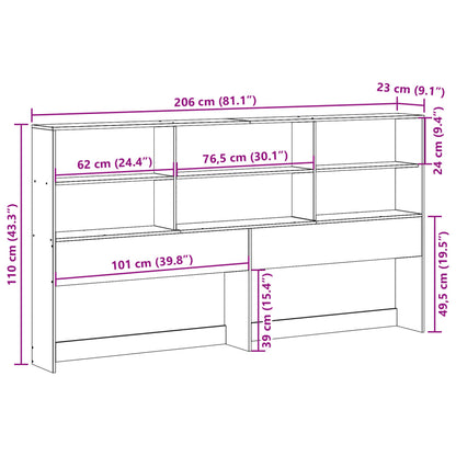 Solid Pine White Headboard with Storage, 200 cm Length