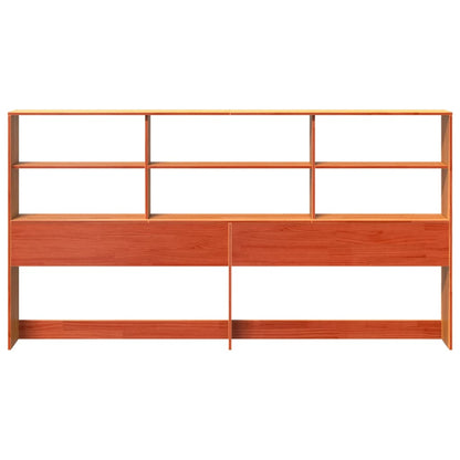 Wax Brown Pine Solid Wood Headboard with Storage, 200 cm