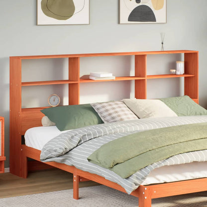 Wax Brown Pine Solid Wood Headboard with Storage, 200 cm