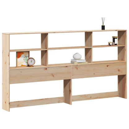 Solid Pine Wood Headboard with Storage, 180 cm, Natural Finish