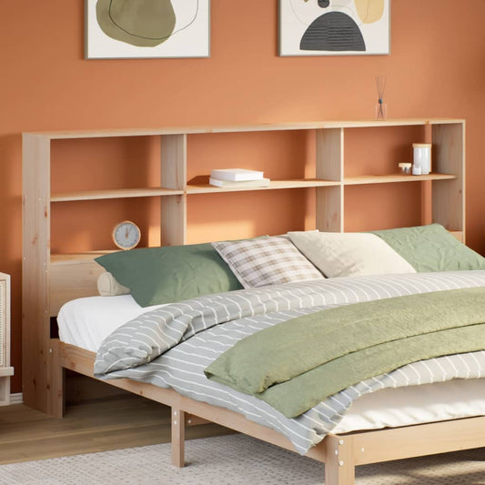 Solid Pine Wood Headboard with Storage, 180 cm, Natural Finish