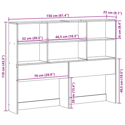 Solid Pine Headboard with Storage, 150 cm - Space Saver Design