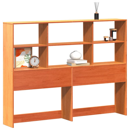 Solid Pine Headboard with Storage, Wax Brown, 150 cm